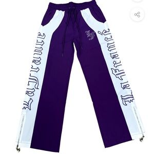 LaFrance Purple and White Windbreaker Pants